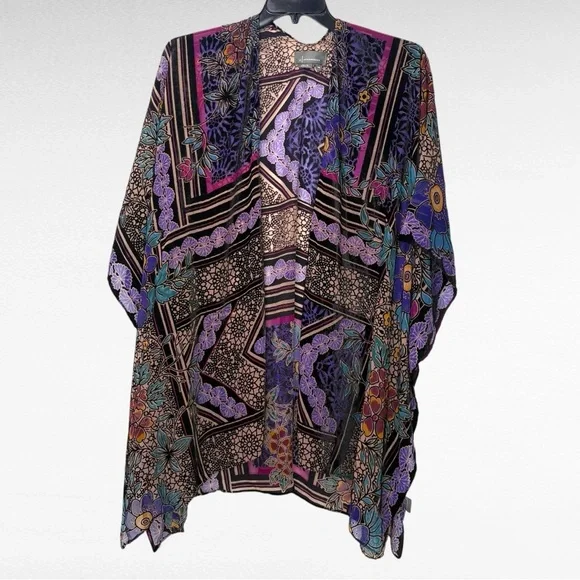 By Anthropologie Women’s One Size Sheer Burnout Kimono Bohemian Whimsigoth - Picture 5 of 16